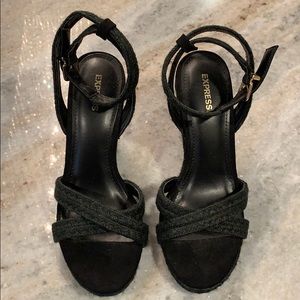 Express black espadrille wedges size 7 new w tags